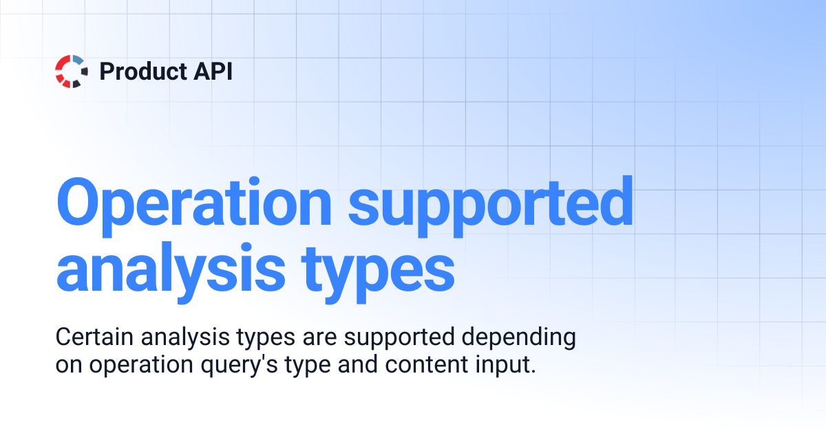 Operation supported analysis types | Product API